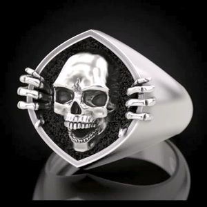 Grim Reaper Skull Silver Tone Ring